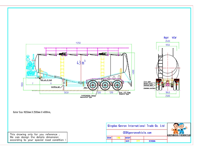 36m3 Bulk Cement Trailer Hydrated Lime Bulk Cement Semi Trailer